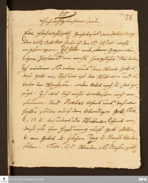 Brief von August Hermann Francke an Sophia von Tiesenhausen.