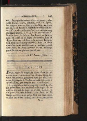 Lettre CCXI-CCXV