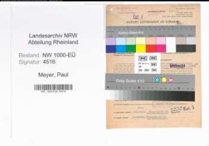 Entnazifizierung Paul Meyer, geb. 23.12.1909 (Telegrafeninspektor)