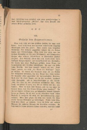 VIII. Gefahr des Hypnotismus.