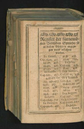 Register der fürnembsten Biblischen Sprüche
