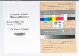Entnazifizierung Irmgard Vahlkampf, geb. 26.12.1919 (Hilfsarbeiterin)