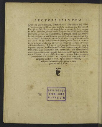 Lectori Salutem.