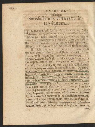 Caput III. includens Satisfactionis Christi integritatem.