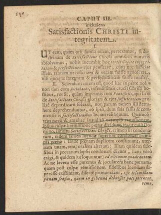 Caput III. includens Satisfactionis Christi integritatem.