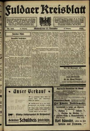 Zweite Ausgabe vom Mittwoch, den 23. November 1910.