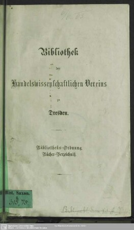 Bibliothek des Handelswissenschaftlichen Vereins zu Dresden