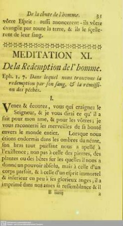 Meditation XI. De la Redempton de l'homme