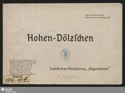 Hohen-Dölzschen : Landhaus-Siedelung "Eigenheim"