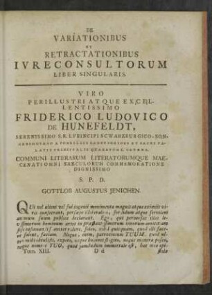 De Variationibus et Retractationibus Iureconsultorum. Liber Singularis.