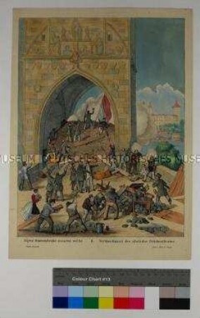 Zu den Ereignissen in der Pfingstwoche 1848 in Prag: Blatt I, Verteidigung des Altstädter Brückenturms