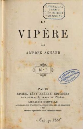 La vipère : Par Amédée Archard