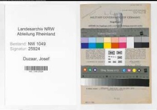 Entnazifizierung Josef Duzaar , geb. 12.08.1899 (Lokfuehrer)