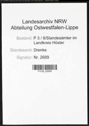 Sterberegister Standesamt Drenke
