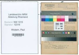 Entnazifizierung Paul Van Wickern , geb. 24.09.1908 (Arbeiter)