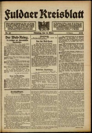 Ausgabe vom Dienstag, den 12. März 1918.