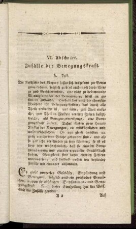 VI. Abschnitt. Zufälle der Bewegungskraft