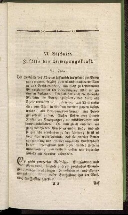 VI. Abschnitt. Zufälle der Bewegungskraft