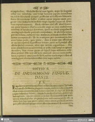 Sectio II. De Incommodis Pinguedinis