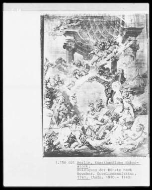 Gobelin mit Huldigung der Künste nach Boucher