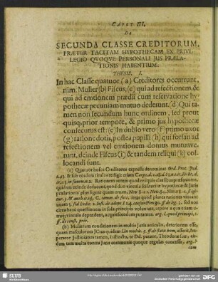 Caput III. De Secunda Classe Creditorum, Praetur Tacitam Hypothecam Ex Privilegio Quoque Personali Ius Praelationis Habentium