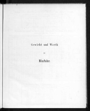 Gewicht und Werth der Einfuhr.