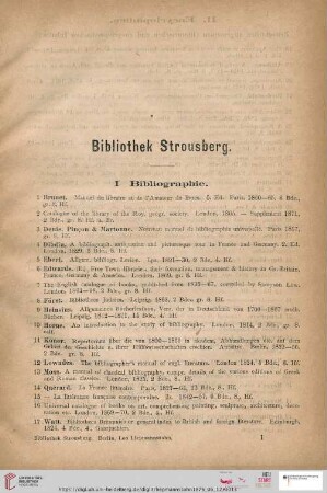 Bibliothek Strousberg (Nr. 1 - 3395)