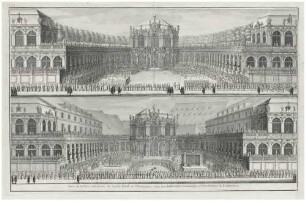 Schaubuden und Schaustellungen des Jahrmarktes beim Merkurfest 1719 im Zwinger