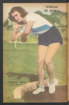 Ingeborg Mello, campeona sudamericana del lanzamiento del disco - [Fotografía] : Estrellas del deporte