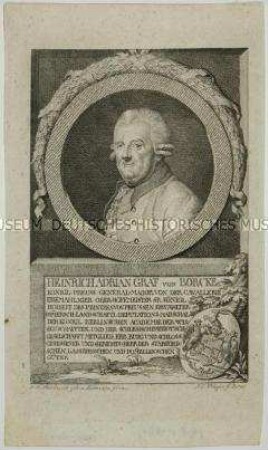 Brustbildnis von Heinrich Adrian Graf von Borcke, dem militärischen Erzieher des späteren Königs Friedrich Wilhelm II. - Buchillustration