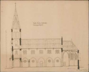 Kirchenbau Eschbach; gef. vom Erzbischöflichen Bauamt; Längenschnitt