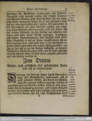 Zum Dritten Wessen, nach gelöschten oder gedämpften Feuer, man sich zu verhalten habe