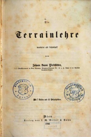 Die Terrainlehre : mit 7 Tafeln und 40 Holzschnitten