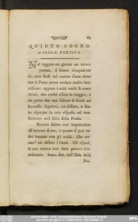 Quinto Sogno. L'Isola Poetica.