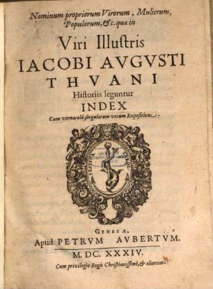 Jacobi Augusti Thuani Index in Thuanum