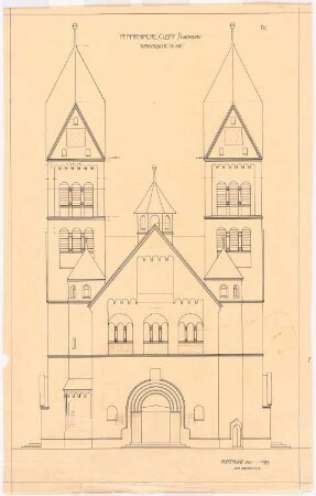 Dekanatskirche, Clerf (Clervaux): Turmansicht 1:50