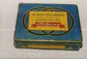 Blechdose für 100 Stück "CIGARETTES Tribuna GOLD TIPPED" A. BATSCHARI HOFLIEFERANT BADEN-BADEN