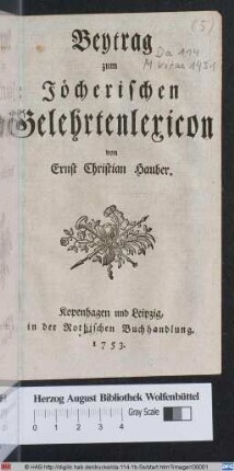 Beytrag zum Jöcherischen Gelehrtenlexicon