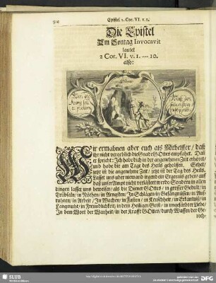 Die Epistel Am Sontag Invocavit lautet 2 Cor. VI. v.1.-10.