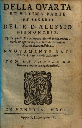 ... De' Secreti Del R.D. Alessio Piemontese, 4