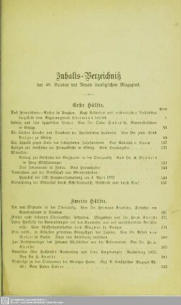 Inhalts-Verzeichniß des 49. Bandes des Neuen Lausitzischen Magazins
