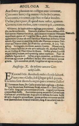 Aegloga .X. de insano amore Cornelii Galli.