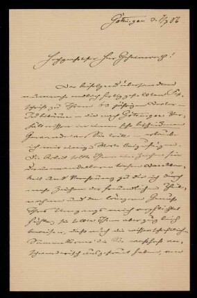 Brief von Woldemar Voigt an Franz Ernst Neumann, Göttingen, 7.7.1886