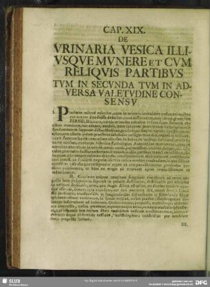 Cap. XIX. De Urinaria Vesica Illiusque Munere Et Cum Reliquis Partibus Tum In Secunda Tum in Adversa Valetudine Consesu