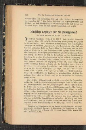 Kirchliche Schonzeit für die Pubeszenten?