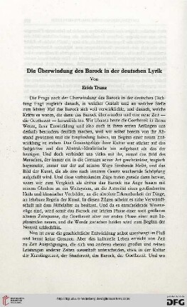 35: Die Überwindung des Barock in der deutschen Lyrik, [1]