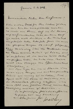 Nr. 14: Postkarte von Max von Waldberg an Edward Schröder, Genua, 5.3.1906