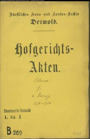 Blume, Simon Heinrich gegen Christoph von Donop zu Borkhausen - Schuldforderung