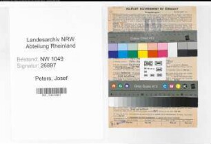 Entnazifizierung Josef Peters , geb. 21.11.1887 (Zollbeamter)