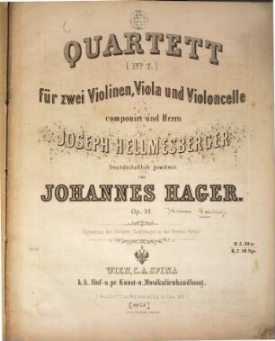 Quartett : (Nr. 7) ; für 2 Violinen, Viola u. Violoncelle ; op. 31